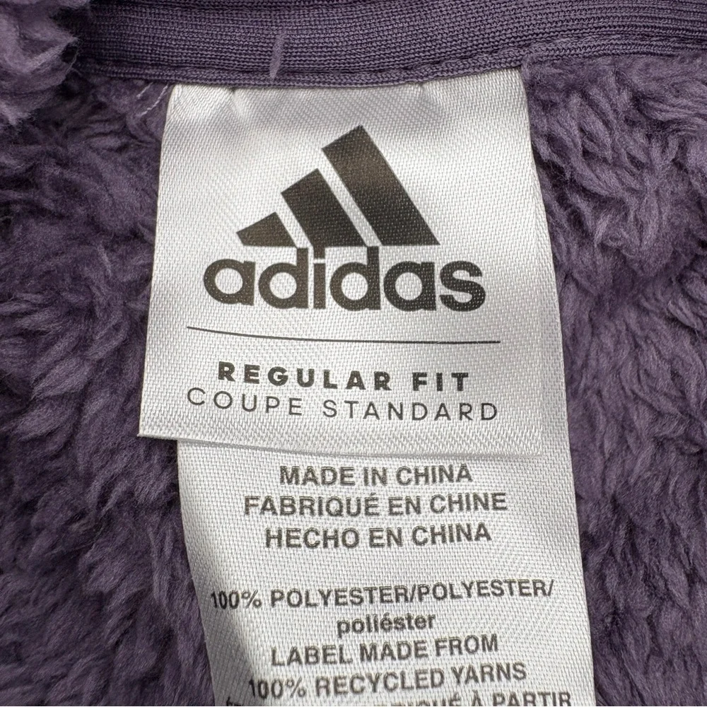 NWT Girls Large Adidas Sherpa Hooded Cozy Purple Fleece Jacket
